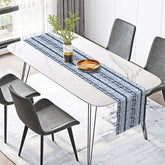Aperturee - Aperturee Elegant Striped Table Runner with Blue and White Gradient for Coastal and Modern Dining Decor